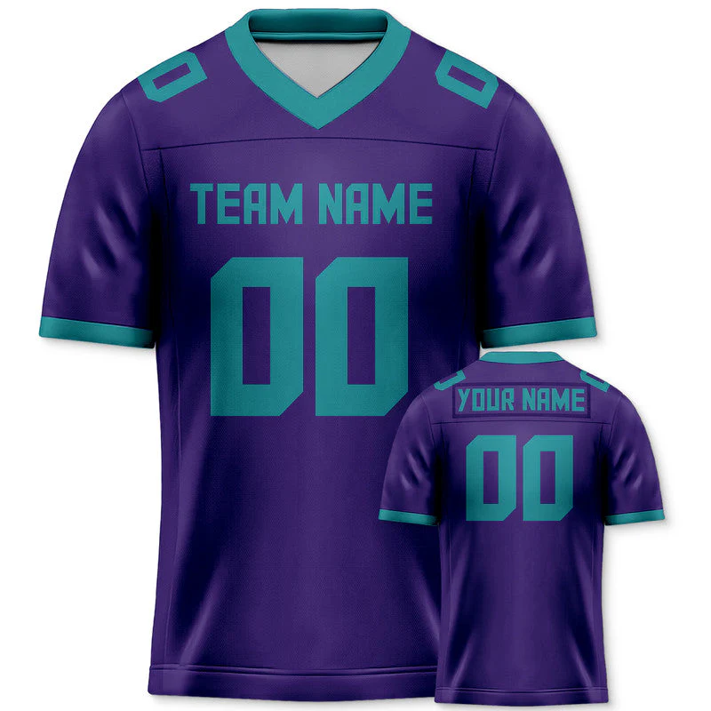 Custom Purple Aqua Mesh Authentic Football Jersey1