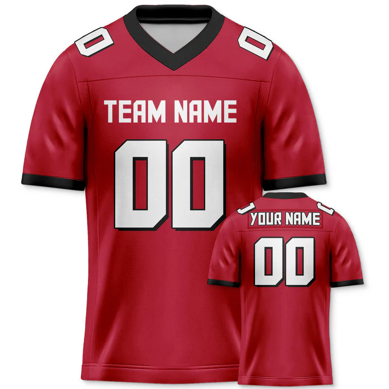 Custom Red White-Black Mesh Authentic Football Jersey