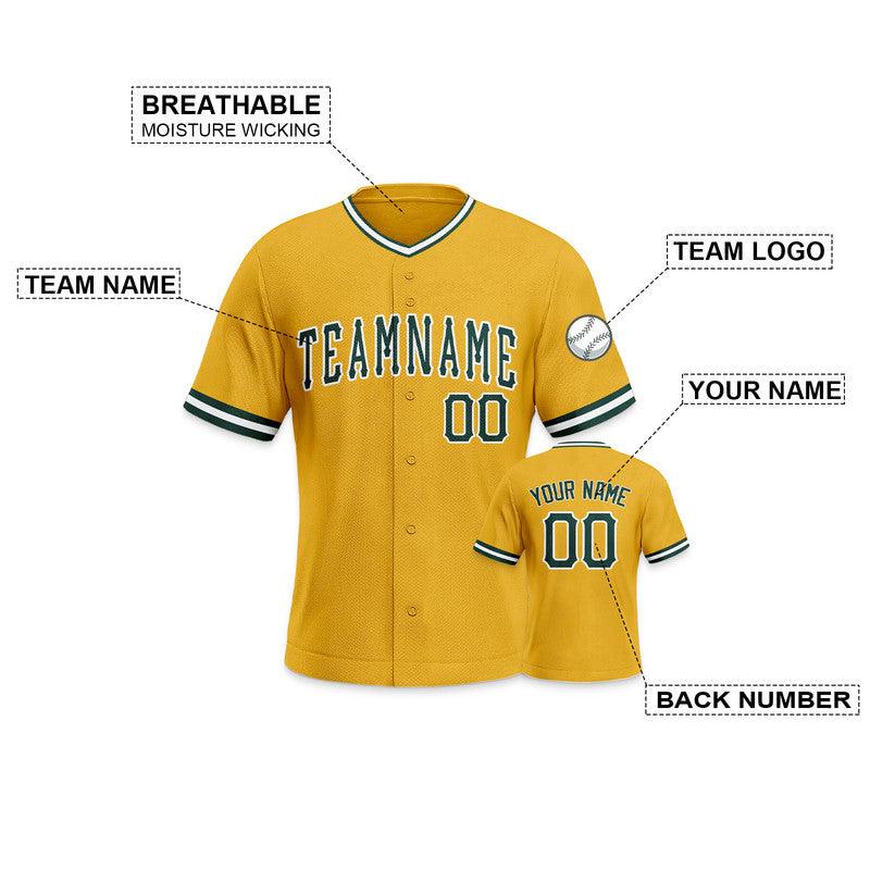 Custom Gold Kelly Green-White Authentic Baseball Jersey-1