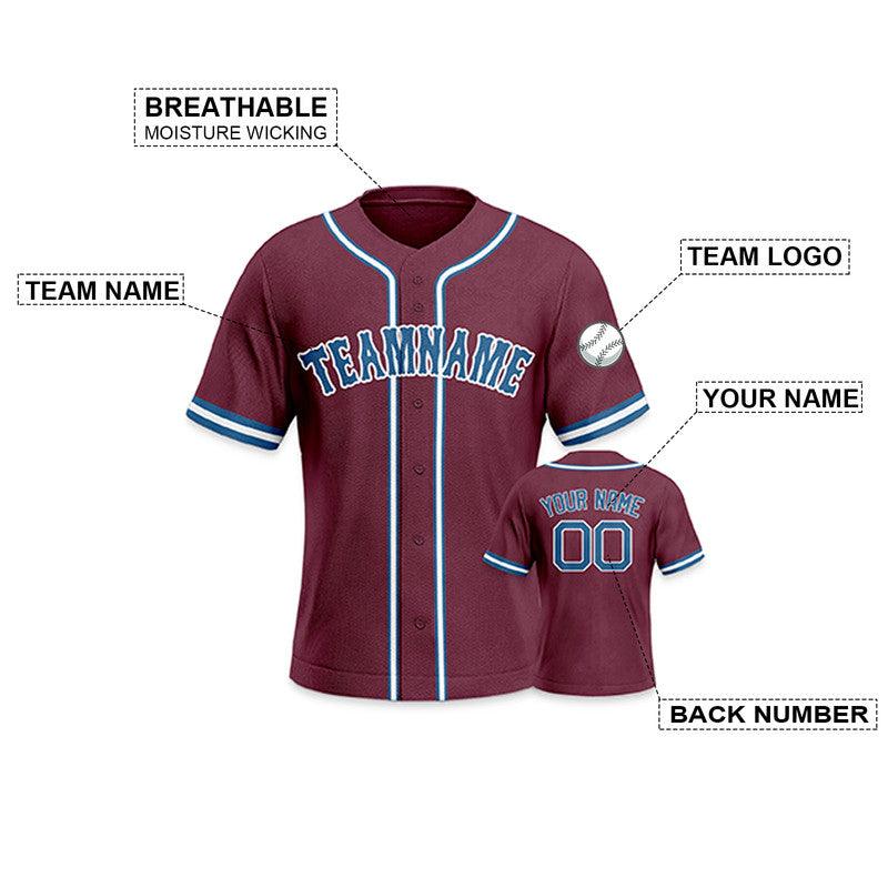 Custom Crimson Light Blue-White Authentic Baseball Jersey-2