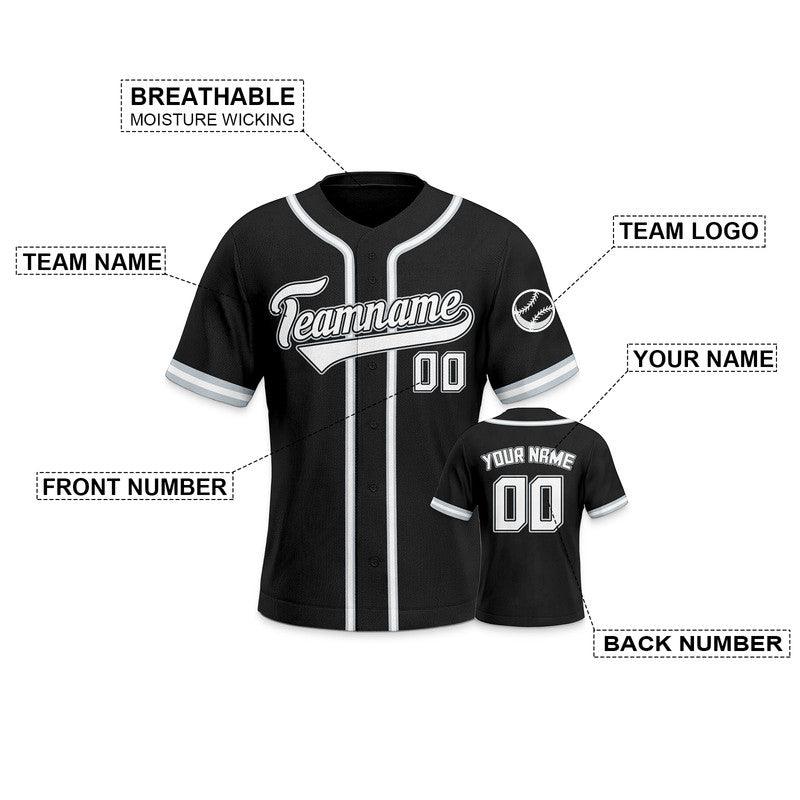 Custom Black White Authentic Baseball Jersey