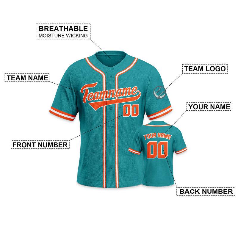 Custom Aqua Orange-White Authentic Baseball Jersey