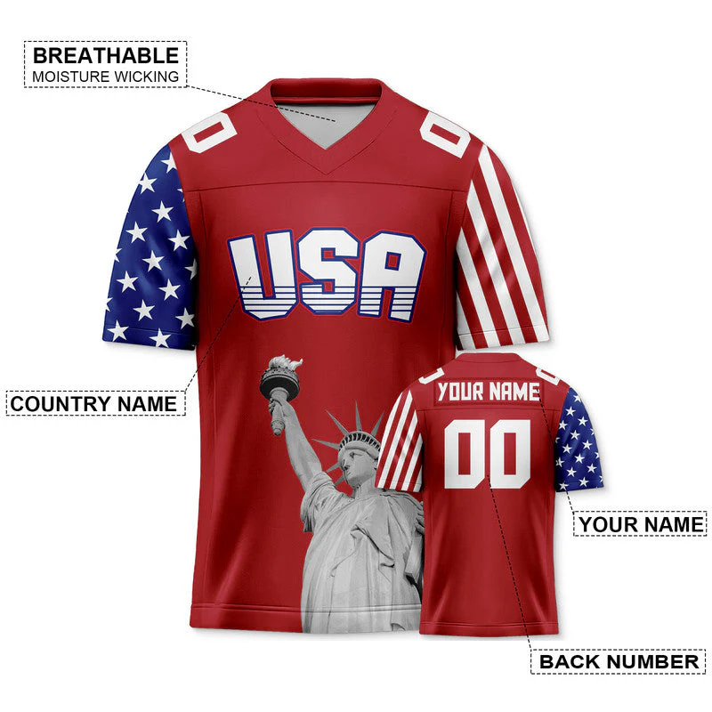 Custom Red Statue of Liberty Football Uniform