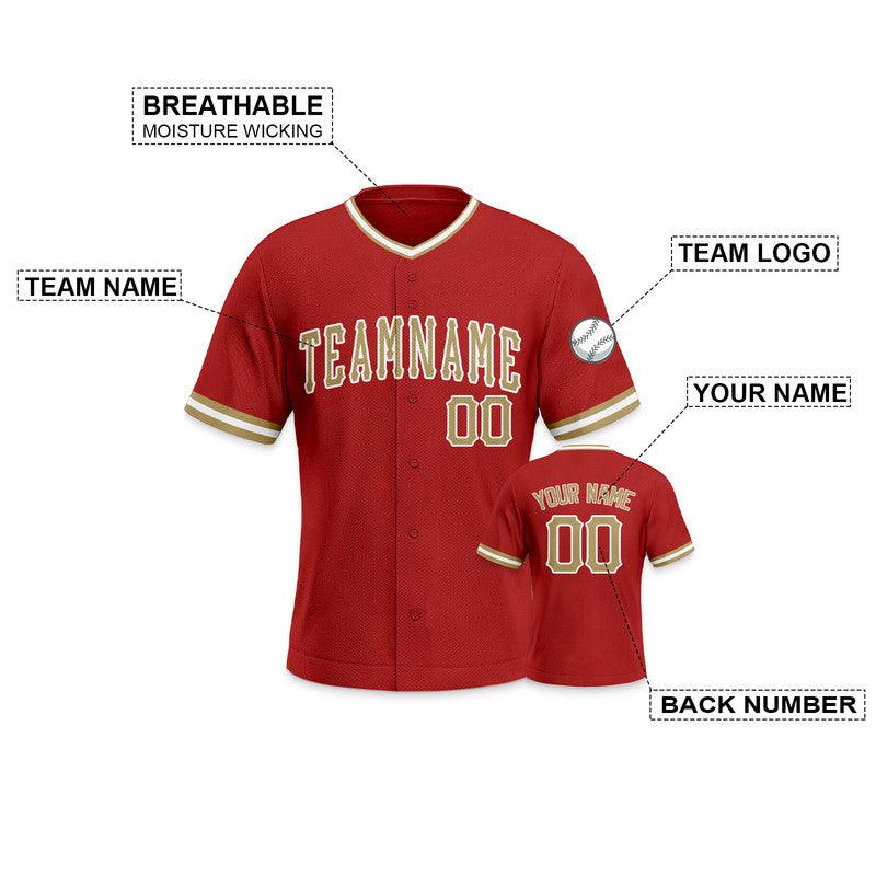 Custom Red Gold Authentic Baseball Jersey-1
