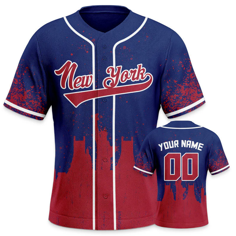 Custom 3D Graffiti Navy Red-White Authentic Baseball Silhouette Jersey