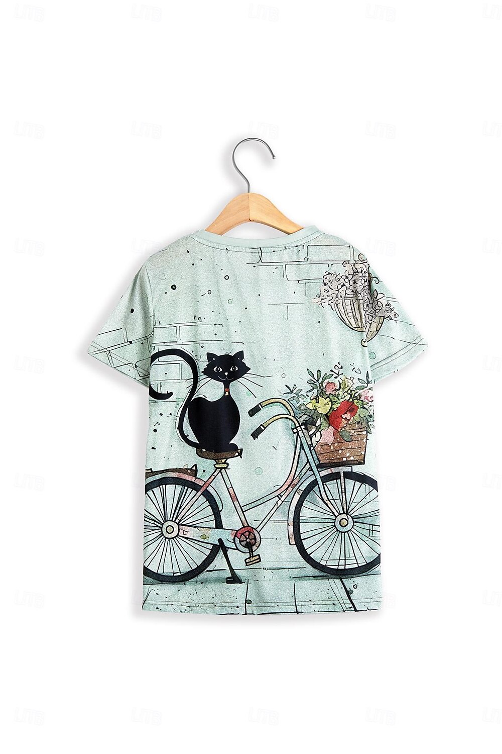 Floral Cat Print Short Sleeve Tee