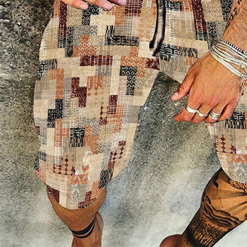 Bermuda Cargo Shorts with Plaid Pattern, Breathable Fit