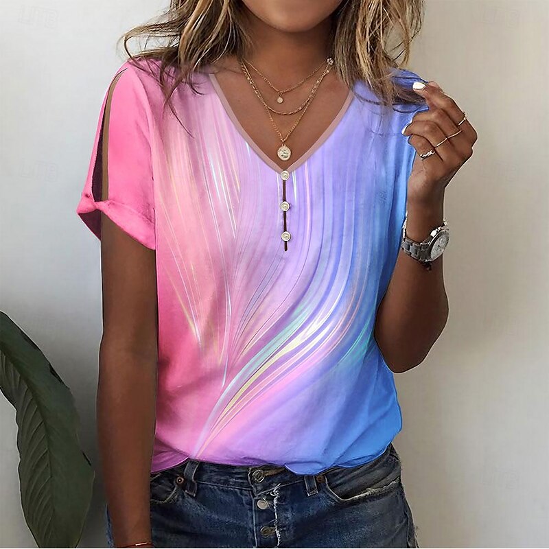 Ombre Button Cut Out Tee