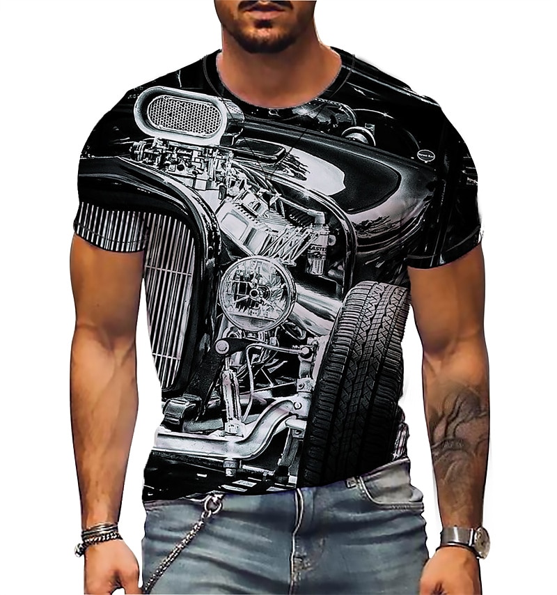 Graphic Letter Short Sleeve Tee with Back Print