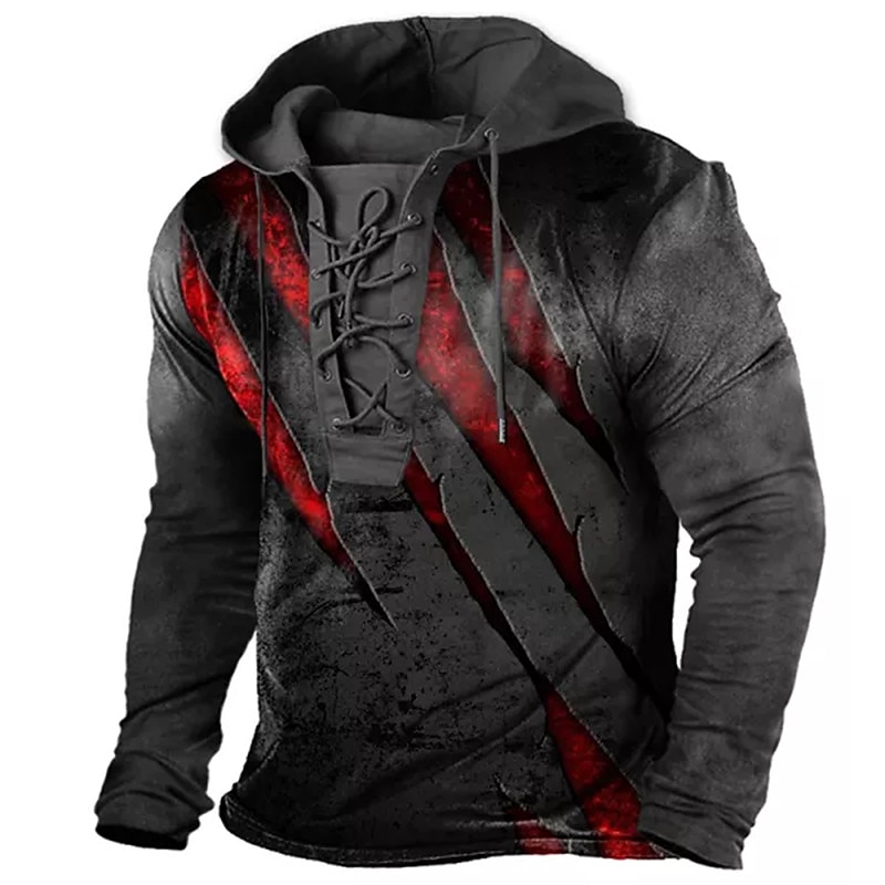 Distressed Graphic Color Block Hoodie