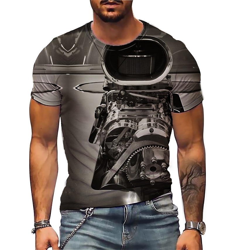 Graphic Letter Short Sleeve Tee with Back Print