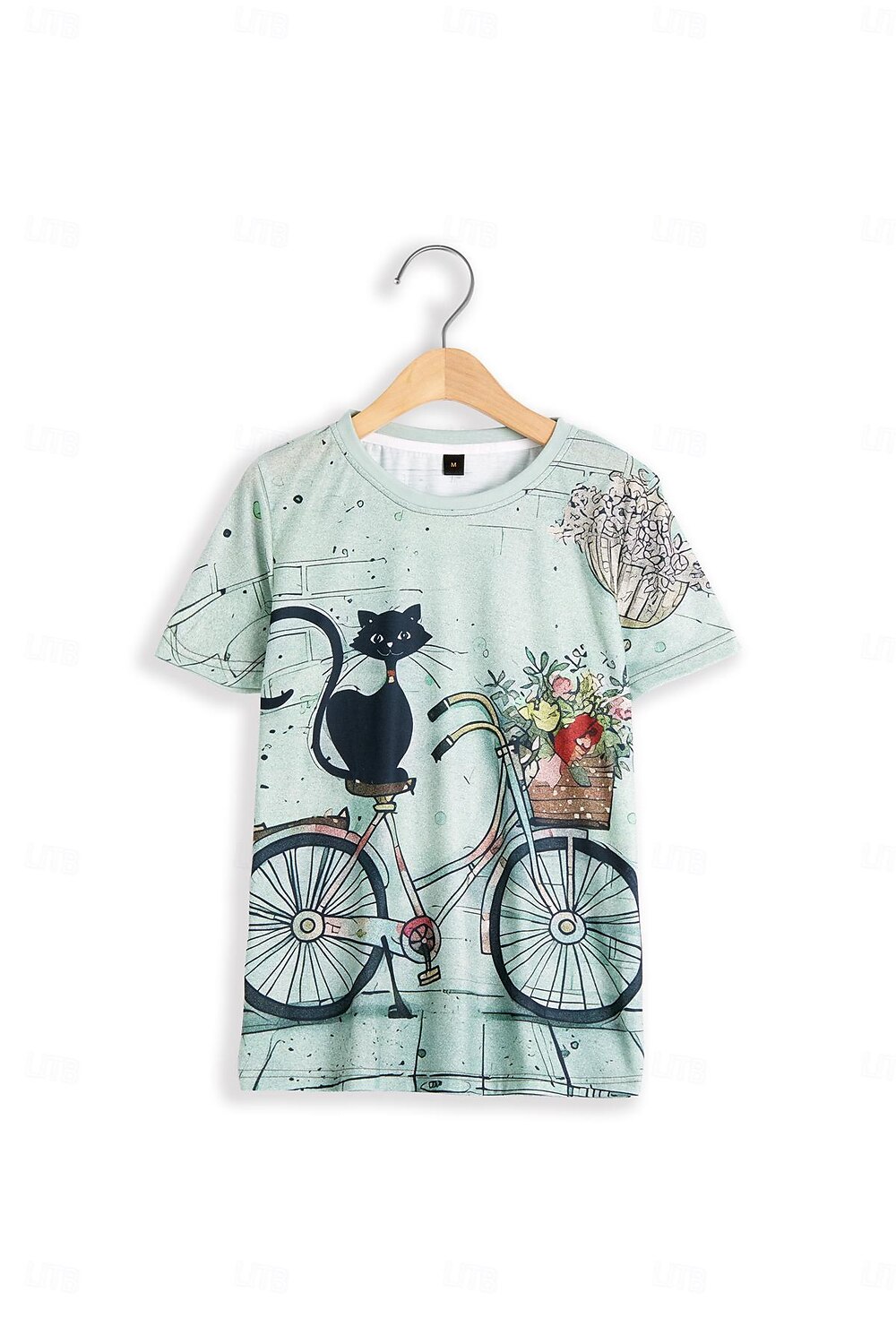 Floral Cat Print Short Sleeve Tee